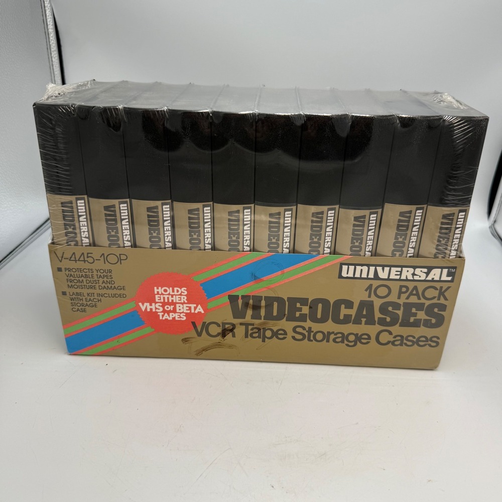 Universal 10 Pack VideoCases VCR Tape Storage Cases VHS Beta V-445-10P Sealed